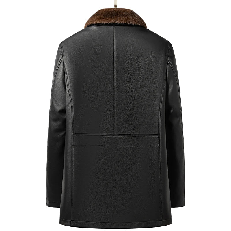Genuine Leather & Mink Fur Coat